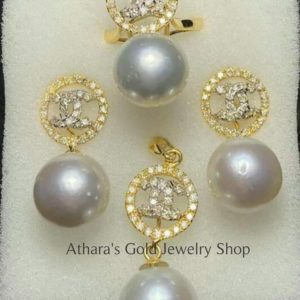 Channel Earrings with South Sea Pearl
